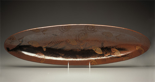 Large Ellipse Platter in Tenmoku